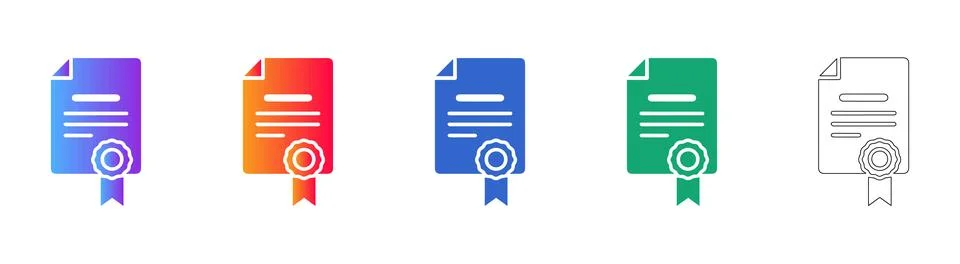 Professional Certificate Document Icons Set イラスト素材
