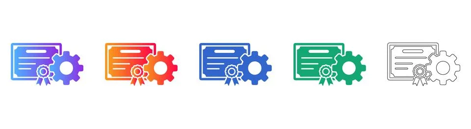 Professional Certification and Development Icons Stock Illustration