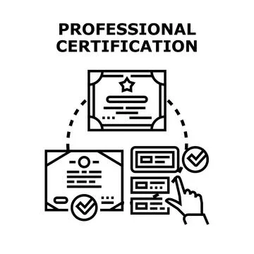 Professional certification awarding degree educational program concept Stock Illustration