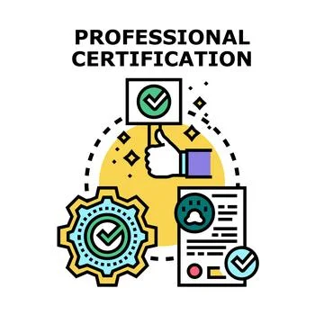 Professional certification concept gaining approval vector illustration Stock Illustration