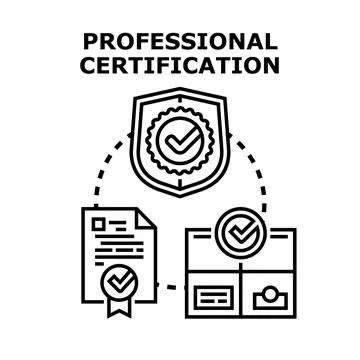 Professional certification concept with quality assurance Illustrazione stock