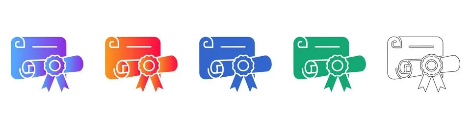 Professional Certification Document Icon Set icon set Stock Illustration