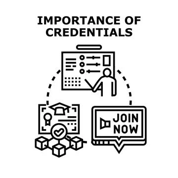 Professional certification process and career development concept Stock Illustration