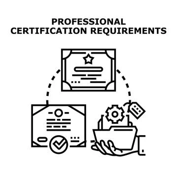Professional certification requirements and qualification process Stock Illustration