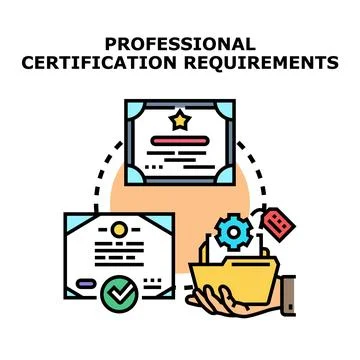 Professional certification requirements and qualification process Stock Illustration