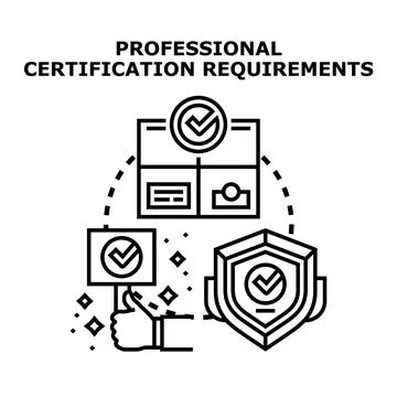 Professional certification requirements validation process Stock Illustration