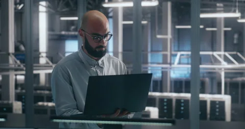 Professional Checking Data Flow on Portable Computer Video stock 325426878