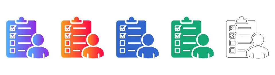 Professional Checklist User Icon Set Stock Illustration