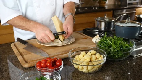 Professional Chef Chopping on Cutting Board Stock-Footage 88157681