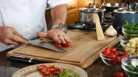 Professional Chef Chopping On Cutting Board Stock-Footage 88157698
