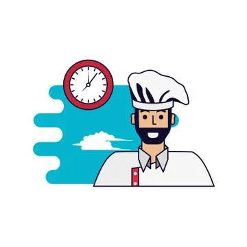 Professional chef with clock time Stock Illustration