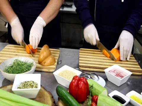 Professional chef cooking,   in restaurant Stock Footage 85118002