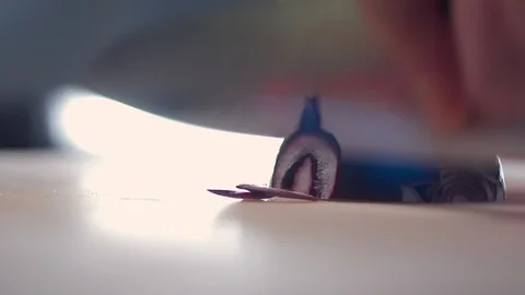 Professional chef cuts onions into small identical slices. Stock Footage 127352724