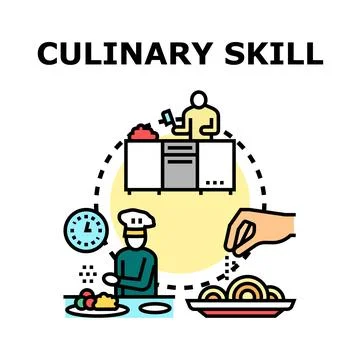 Professional chef demonstrating culinary skill and food preparation Stock Illustration