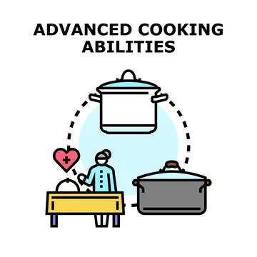 Professional chef developing advanced cooking culinary abilities Stock-Illustration