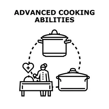 Professional chef developing advanced cooking culinary abilities Stock Illustration