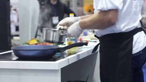 Professional chef gives a master class Stock Footage 73425892