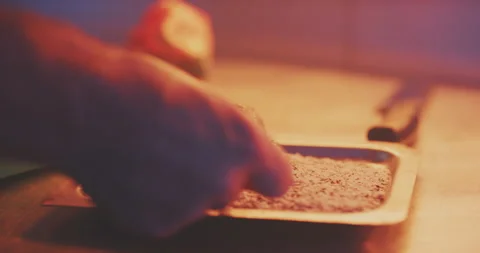Professional chef prepares meat for cooking Stock Footage 203557145