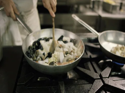 Professional Chef Prepares Shrimp Dish Video stock 78019984