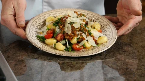 Professional Chef Presenting Entree Stock-Footage 88158875