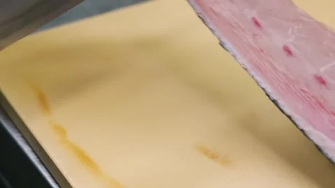 Professional Chef Skinning a Fresh Fish Fillet with a Sharp Japanese Knife Stock Footage 333495754