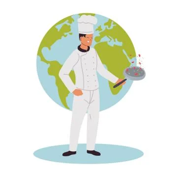 Professional chef in uniform in the world Stock Illustration