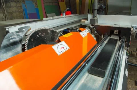 Professional circular saw cutting machine Stock Photos