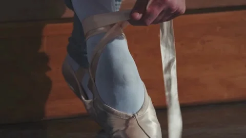 Professional classic ballet dancer preparing to training for performance, l.. Stock Footage 265942009