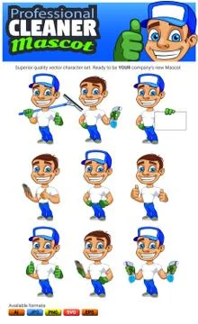 Professional Cleaner Mascot Stock Illustration