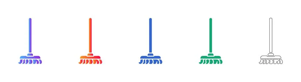 Professional Cleaning Mop Icon Set Illustrazione stock