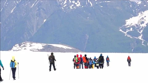 Professional climbers go in the direction of the mountain. Motivation. Stock Footage 69100715