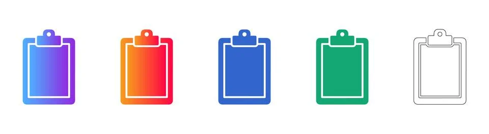 Professional Clipboard Document Icons Gradient, Solid, and Outline Office G.. Stockillustratie