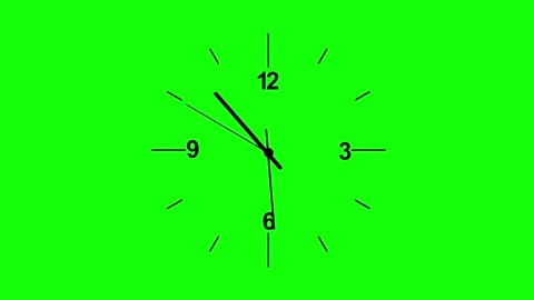 Professional Clock Animated Green Screen Element Stock Footage 340462329