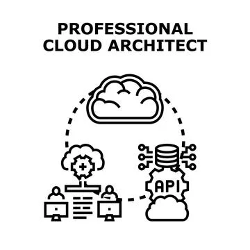 Professional cloud architect developing secure cloud computing solutions 스톡 일러스트