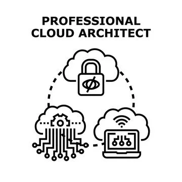 Professional cloud architect developing secure infrastructure technology Stock Illustration