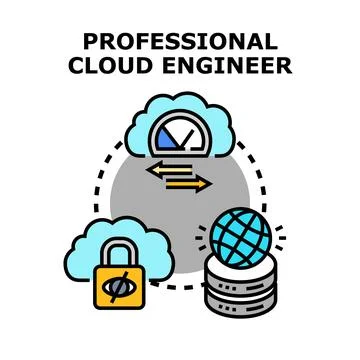 Professional cloud engineer services providing secure data storage 스톡 일러스트