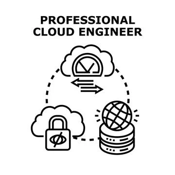Professional cloud engineer services providing secure data storage Illustrazione stock