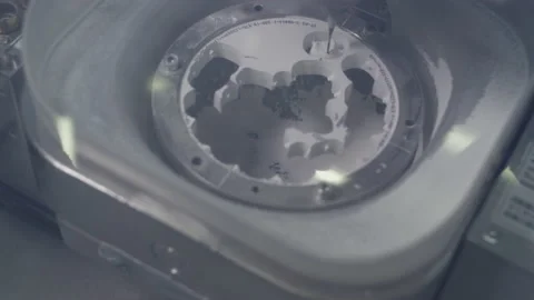 A professional CNC machine automatically creates a tooth prosthesis. The drill Stock Footage 147177466