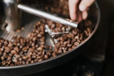 Professional coffee bean roasting Stock Photos