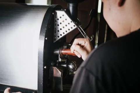 Professional coffee bean roasting Stock Photos