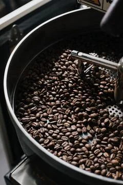 Professional coffee bean roasting Stock Photos