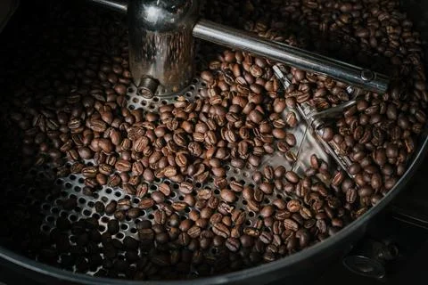 Professional coffee bean roasting Stock Photos