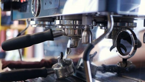 Professional coffee machine in cafe Stock Footage 121781794