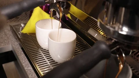 Professional coffee machine in a cafe. Stock Footage 231627137