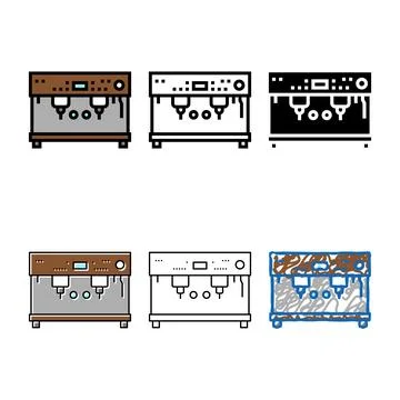 Professional coffee machine color icon types vector Illustrazione stock