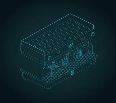 Professional coffee machine isometric blueprint Stock Illustration