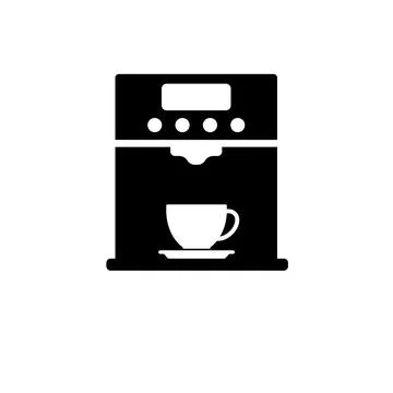 Professional Coffee Machine, Latte Maker Solid Flat Vector Icon Isolated on W Stock Illustration