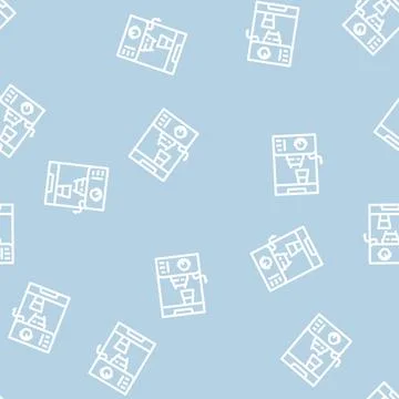 Professional coffee machine line vector seamless pattern Illustrazione stock