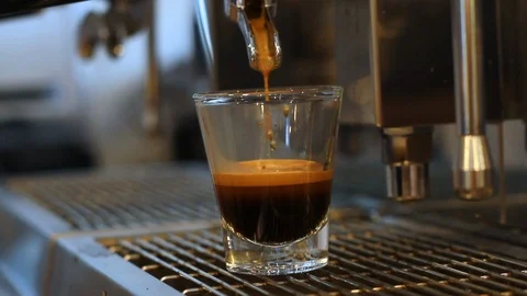 Professional coffee machine maker and cup on coffee shop. Stock Footage 101723651