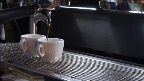 Professional coffee machine making double espresso coffee Stock Footage